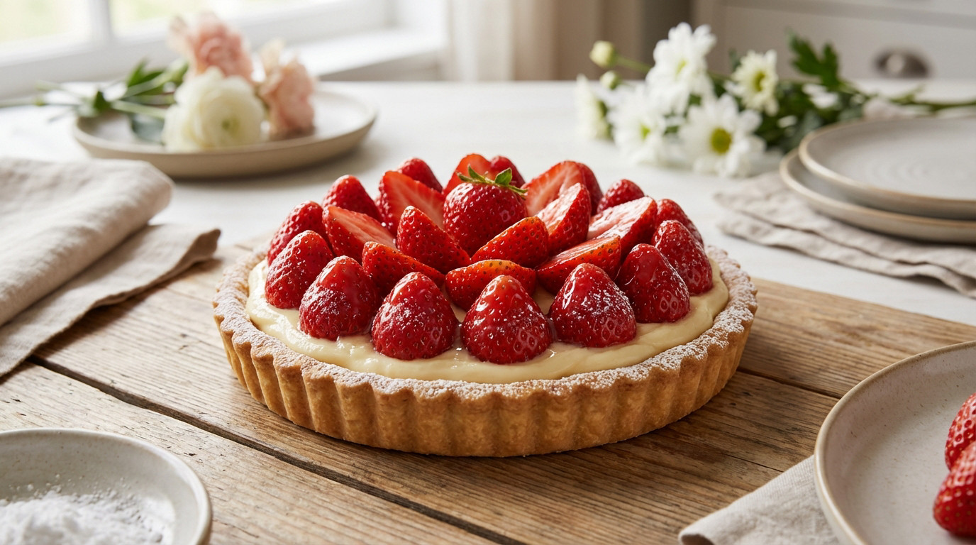 Recette tarte aux fraises : dosage exact pour 4 personnes
